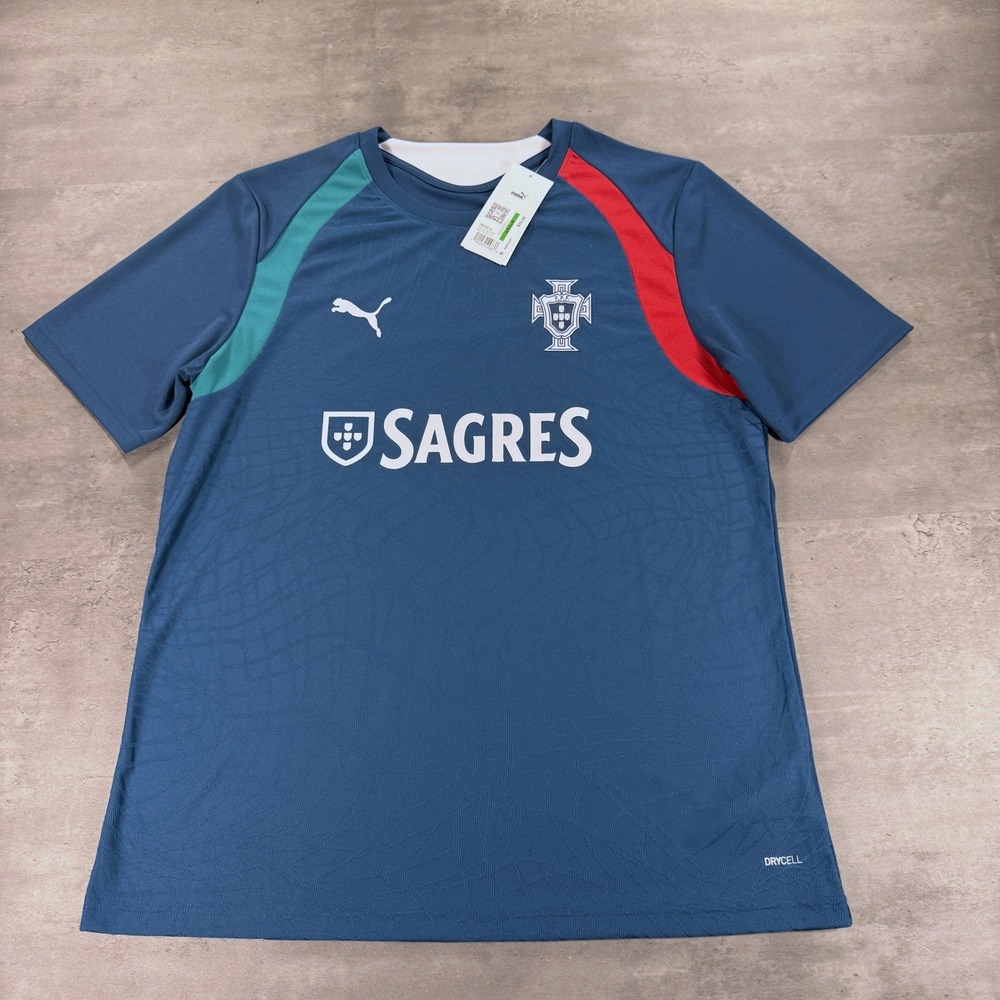 Portugal Puma Jersey Mens L Blue Soccer International Training Futbol Kit NEW